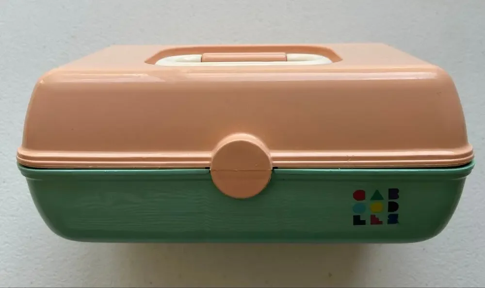 Vintage 90s Caboodles Pretty & Petite Mini Organizer Case Peach Mint Green Retro